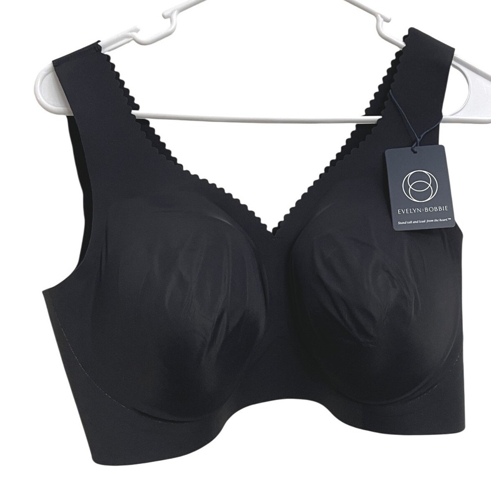 NWT Evelyn & Bobbie The Evelyn Bra Black 2XL Wirefree Seamless Comfort Bra